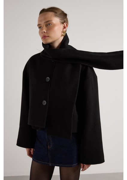 Kısa Kaşe Seyyar Atkılı Kısa Astarlı Kaban Siyah