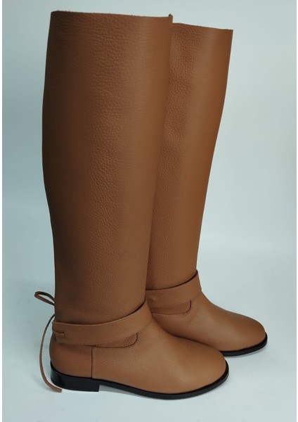 Kadın Hakiki Deri Körüklü Yarım Astar Taba Floter Çizme fiyatları