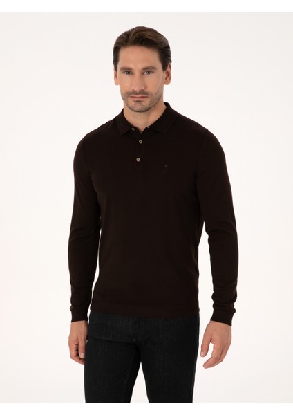 Erkek Kahverengi Regular Fit Basic Kazak 50318855-VR029