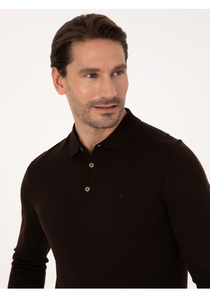 Erkek Kahverengi Regular Fit Basic Kazak 50318855-VR029