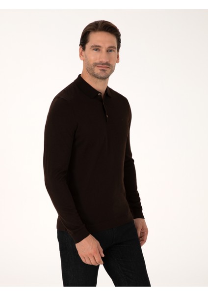 Erkek Kahverengi Regular Fit Basic Kazak 50318855-VR029