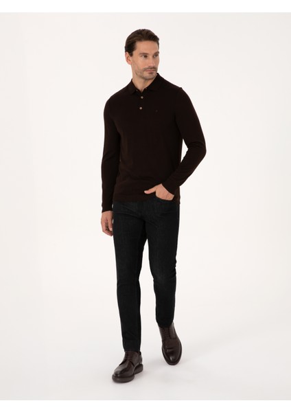 Erkek Kahverengi Regular Fit Basic Kazak 50318855-VR029