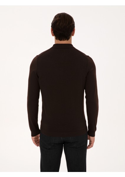 Erkek Kahverengi Regular Fit Basic Kazak 50318855-VR029