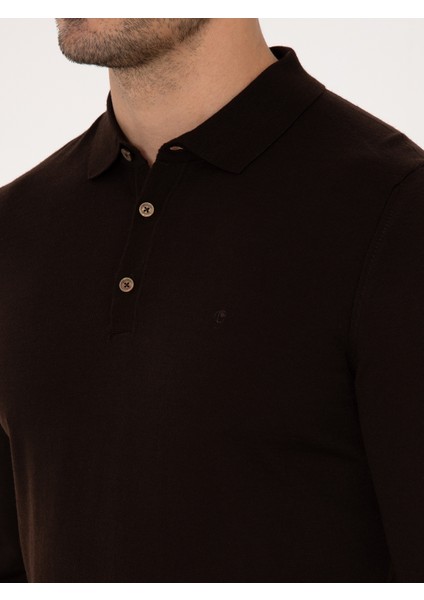 Erkek Kahverengi Regular Fit Basic Kazak 50318855-VR029