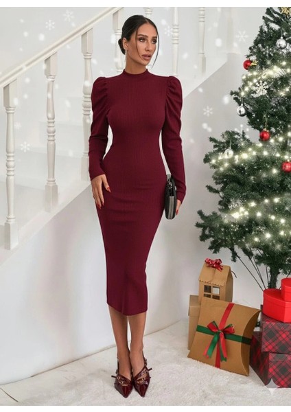 Mtxdpn Prenses Kol Kaşkorse Elbise Bordo A3691 (Beden: S) modelleri