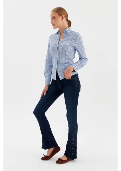 Çıtçıtlı Flare Esnek Jean