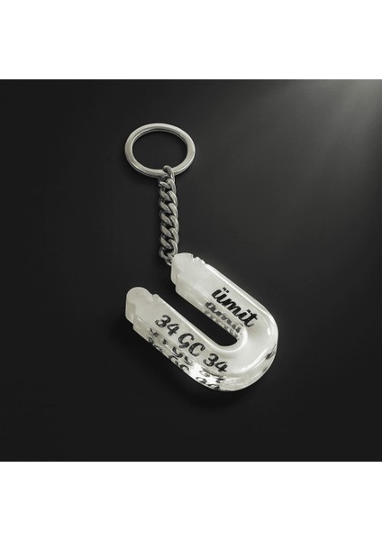 Ü Harfi - Kişiye Özel - Epoksi Reçine Anahtarlık - El Yapımı - Çelik Tokalı fırsatları