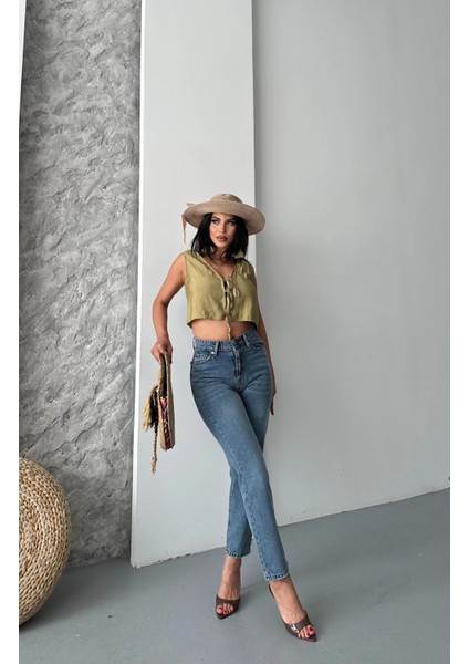 Mtxdpn Mom Fit Bıyık Kar Yıkama Jeans Pantolon Koyu Mavi D2006 (Beden: 36) fırsatları