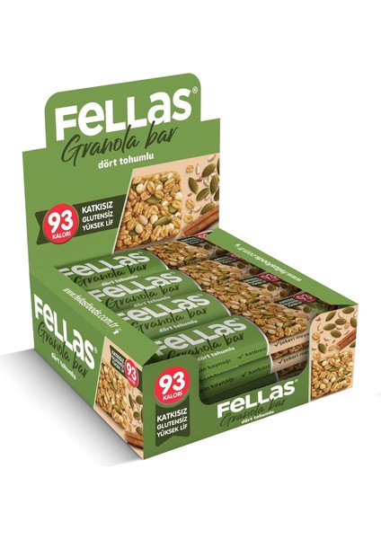 Fellas Granola Bar Dört Tohumlu, 23 Gram, 12 Adet modelleri