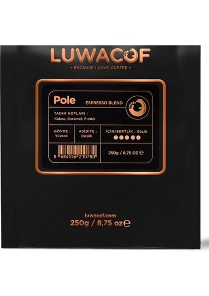 Luwacof Pole Espresso Blend Kahve (Çekirdek) 250 gr