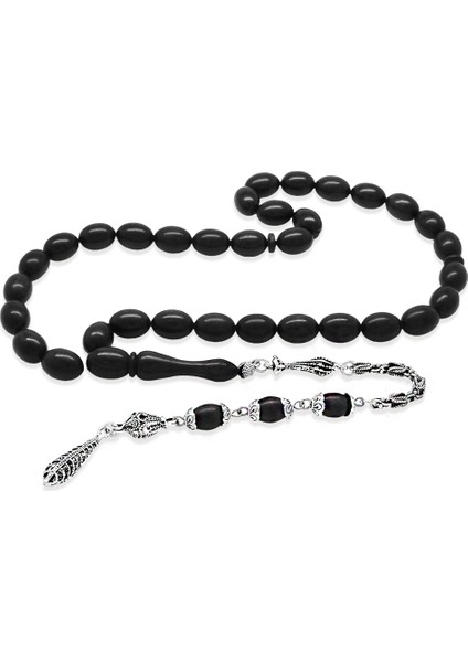 Kararmaz Metal Kral Zincir Püsküllü Özel Kesim Abanoz Ağacı Tesbih