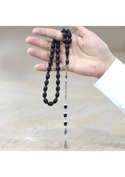 Kararmaz Metal Kral Zincir Püsküllü Özel Kesim Abanoz Ağacı Tesbih modelleri