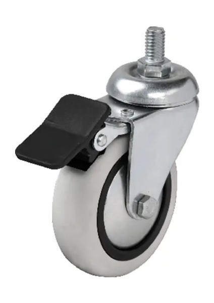 354 - 75X25 mm Pvc Makaralı Vidalı Frenli Teker 4 Adet