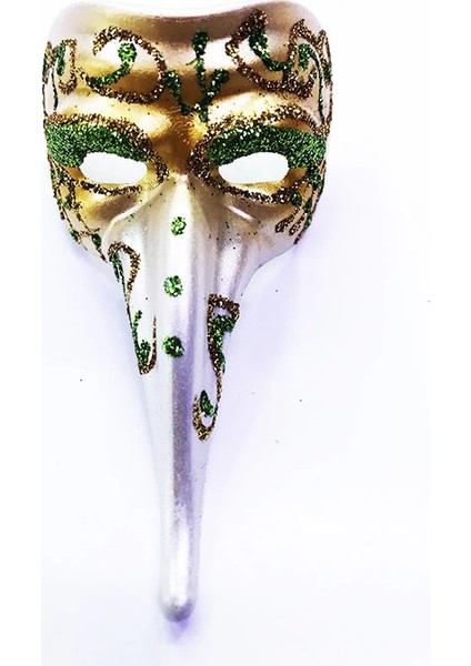 Yeşil Renk Işlemeli Seramik Malzemeden Imal Venedik Uzun Maske Magnet