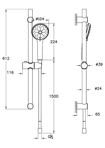 201 Sürgülü El Duşu 3f - Krom fiyatları