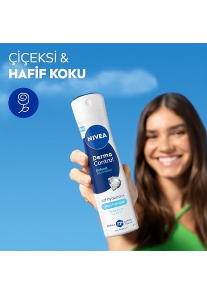 Nıvea Kadın Sprey Deodorant Derma Control Defend 150 Ml, Tahrişe Karşı Koruma,72 Saat Anti Perspirant Koruma,alkolsüz,çiçeksi Koku,hyaluronik Asit, Pro Vitamin B5 modelleri