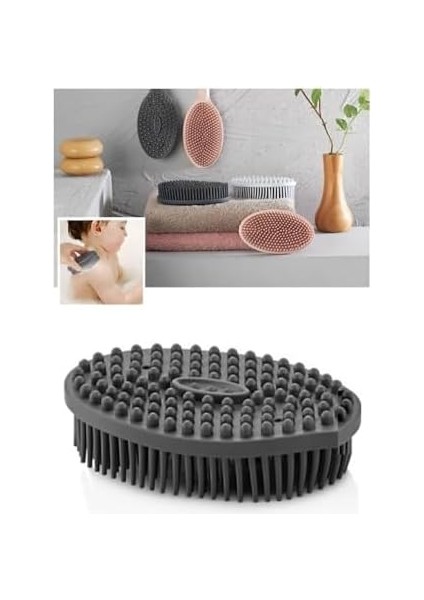 Seahome Vücut Masaj Fırçası, Çift Taraflı Sırt Kese Banyo Duş Bebek Duş Fırça Masaj Yumuşak Fırça Antrasit Dşfrçant fiyatları