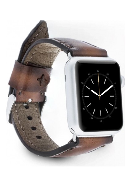 Apple Watch Uyumlu Deri Kordon 42-44-45MM SM26 Kahve