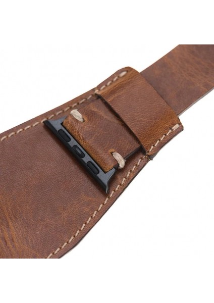 Apple Watch Uyumlu Deri Kordon 42-44-45MM Cuff V18 modelleri