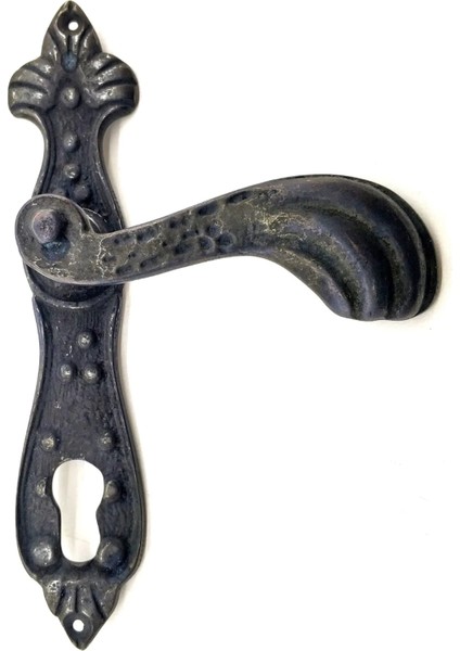 Antika Tarz Dekoratif Pirinç Mevlana Yale Kapı Kolu - 228X48 Mm, Oksit