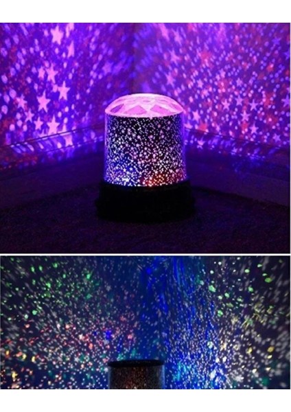 Yıldızlı Gökyüzü Gece Lambası – Dönen LED Projektör Işık – Romantik Atmosfer Lamba
