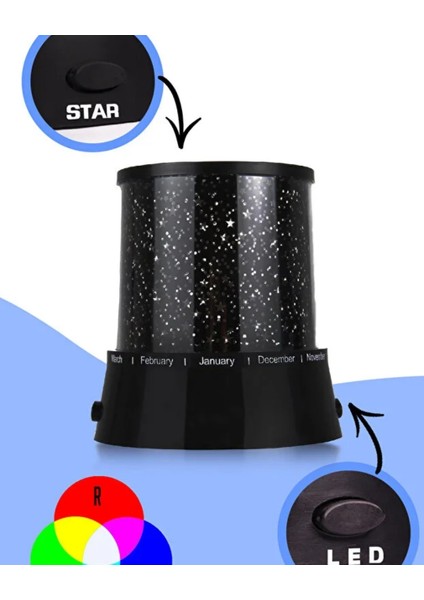 Yıldızlı Gökyüzü Gece Lambası – Dönen LED Projektör Işık – Romantik Atmosfer Lamba fırsatları