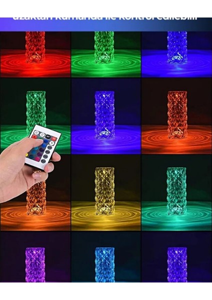 Kristal Dokunmatik Rgb LED Masa Lambası – Uzaktan Kumandalı, USB Şarjlı Dekoratif Gece Lambası fiyatları
