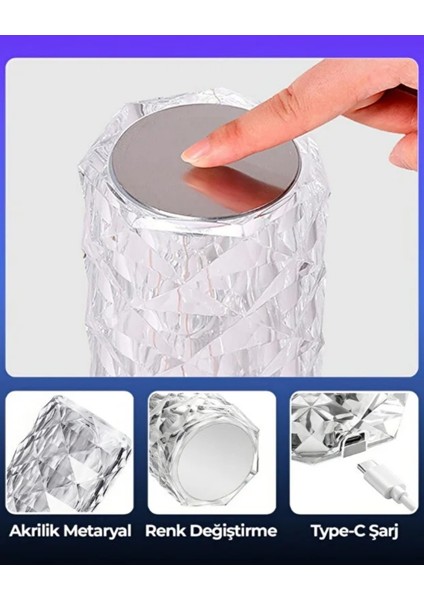 Kristal Dokunmatik Rgb LED Masa Lambası – Uzaktan Kumandalı, USB Şarjlı Dekoratif Gece Lambası fırsatları