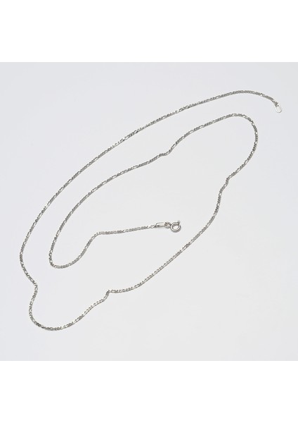 40 Mikron Rodyum Figaro Gümüş Zincir