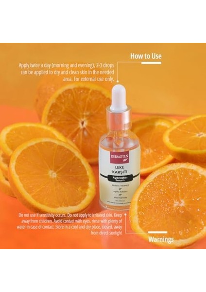 Dermoten Leke Karşıtı, Aydınlatıcı C Vitaminli Cilt Bakım Serumu 30 ml