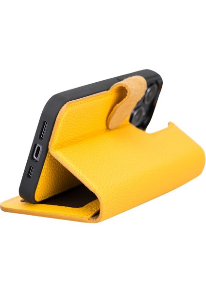 Apple iPhone 13 Pro Uyumlu Deri Cüzdanlı Kılıf FL12 Sarı modelleri