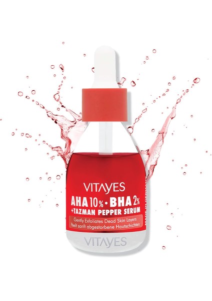 Vıtayes Aha%10 Bha%2 Kırmızı Peeling Cilt Serumu - Gözenek Sıkılaştırıcı, Cilt Canlandırıcı, Yenileyici, Ton Eşitleyici, Arındırıcı, Siyah Nokta ve Akne Karşıtı, Anti-Aging, Yaşlanma Karşıtı 30 ml fiyatları