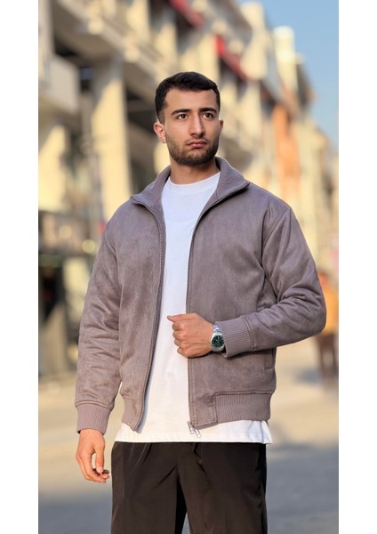 X-2021 Ribanalı Içi Kapitone Süet Mont