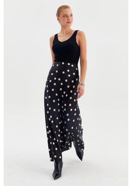 Puantiyeli Maxi Saten Etek