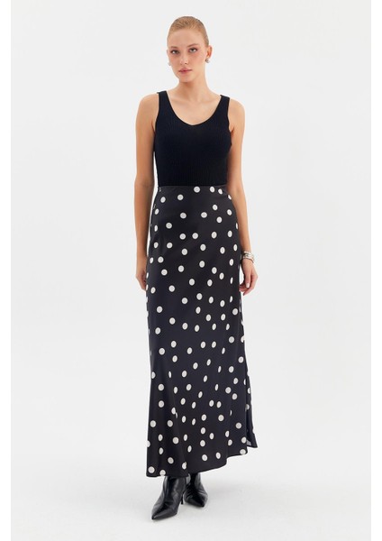 Puantiyeli Maxi Saten Etek modelleri