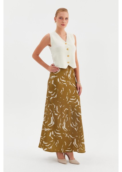 Taş Baskı Saten Maxi Etek fiyatları