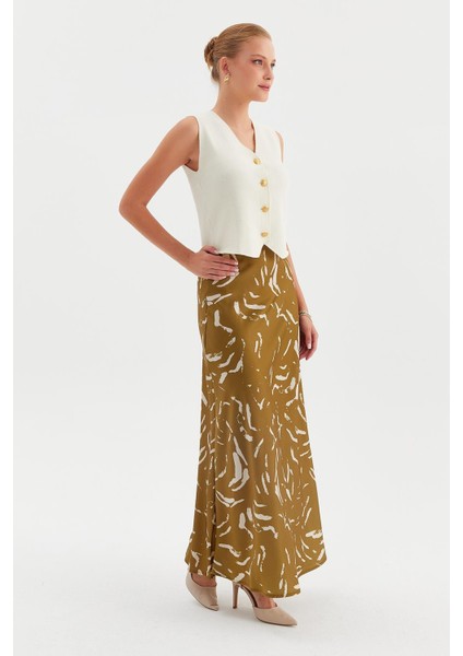 Taş Baskı Saten Maxi Etek fırsatları