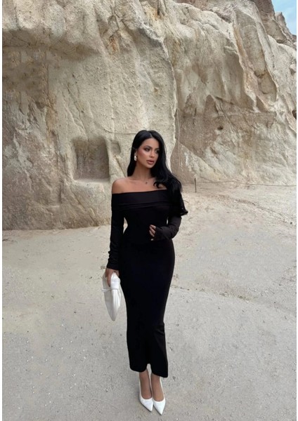 Mtxdpn Madonna Yaka Esnek Kumaş Elbise Siyah (Beden: S) fiyatları