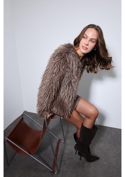 Kahve Suni Kürk Mont fiyatları