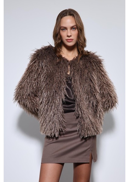 Kahve Suni Kürk Mont indirimleri