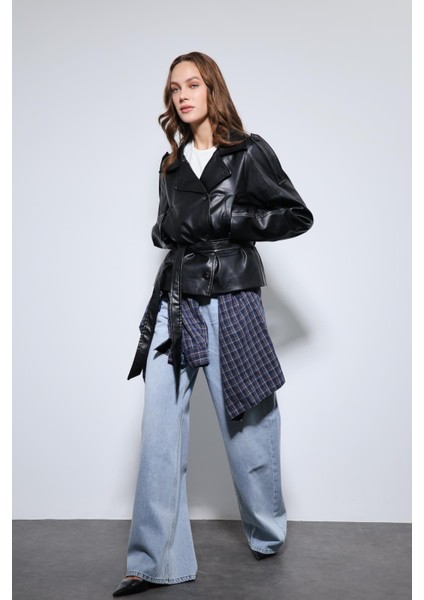 Siyah Kemerli Suni Deri Mont fırsatları