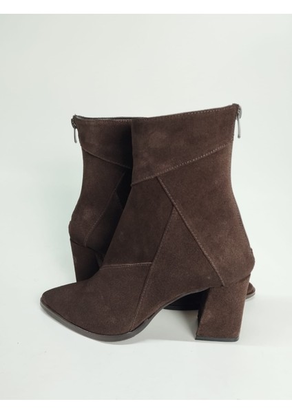 Kadın Hakiki Deri Kahve Süet Topuklu Bot modelleri