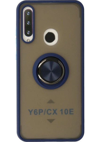 Huawei Y6P Kılıf Montreal Yüzüklü Silikon Kapak - Lacivert (K95)