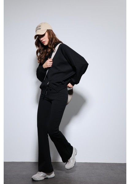 Siyah Bomber Ceket ve Ispanyol Paça Eşofman Takım modelleri