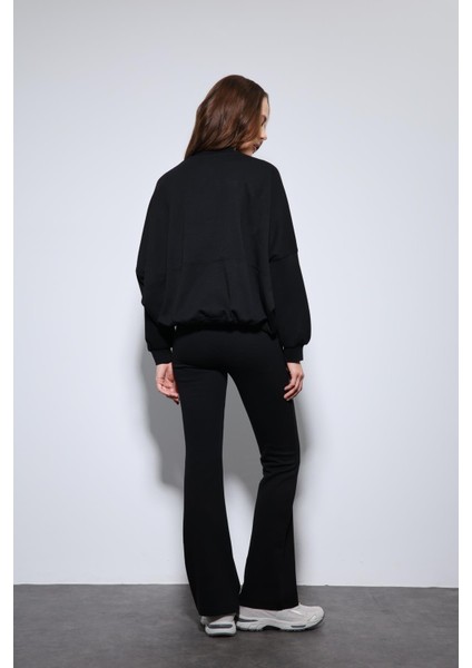 Siyah Bomber Ceket ve Ispanyol Paça Eşofman Takım