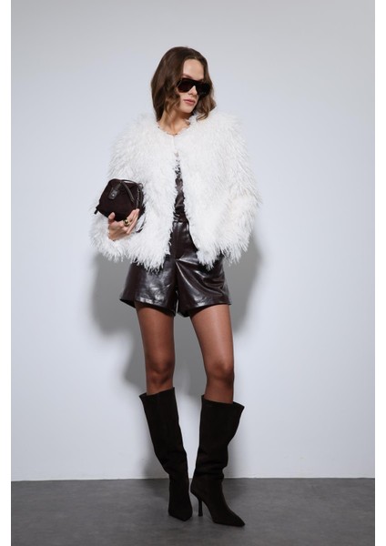 Ekru Suni Kürk Mont