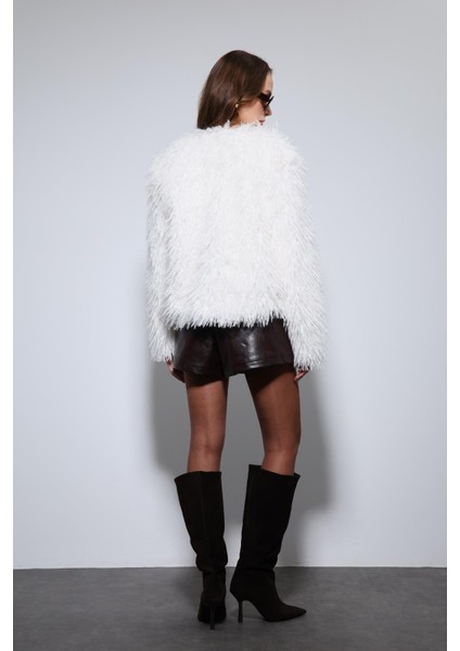 Ekru Suni Kürk Mont