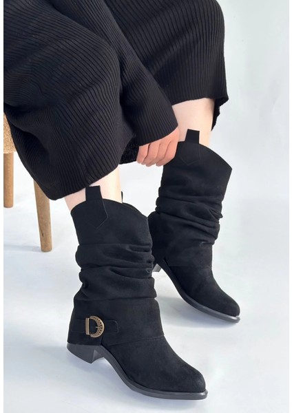 Mtxdpn Canty Siyah Süet Körüklü Topuklu Çizme (Numara: 40) fiyatları