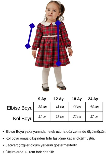 Kız Bebek Yılbaşı Konsept Kırmızı Ekose Elbise Garnili fiyatları
