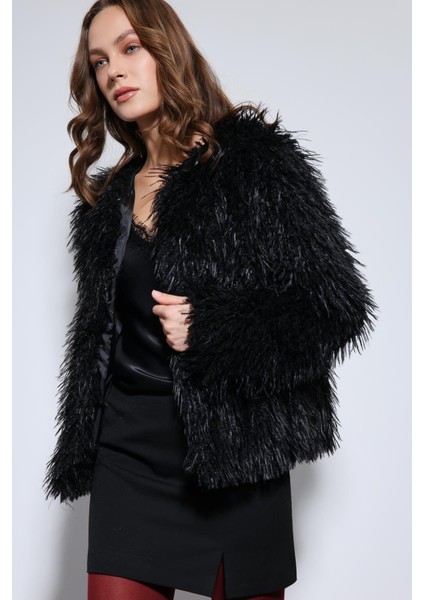 Siyah Suni Kürk Mont